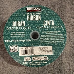 Kirkland Signature Green & Gold Wire-Edged Ribbon 50 Yards Crafts